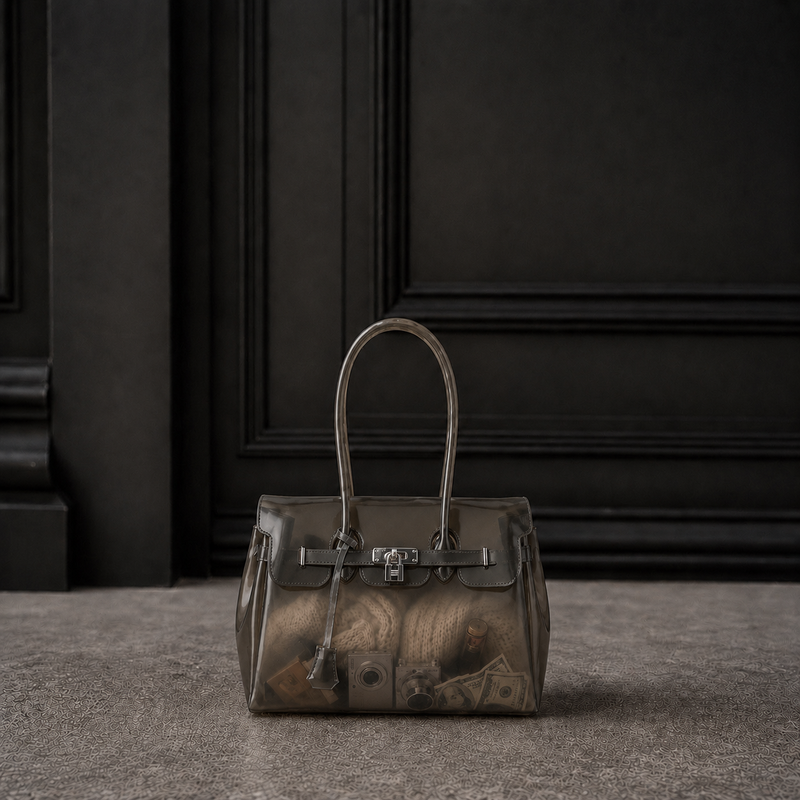 Mini Sac Jelly Firkin Onyx — Petit sac à main TPU transparent noir profond