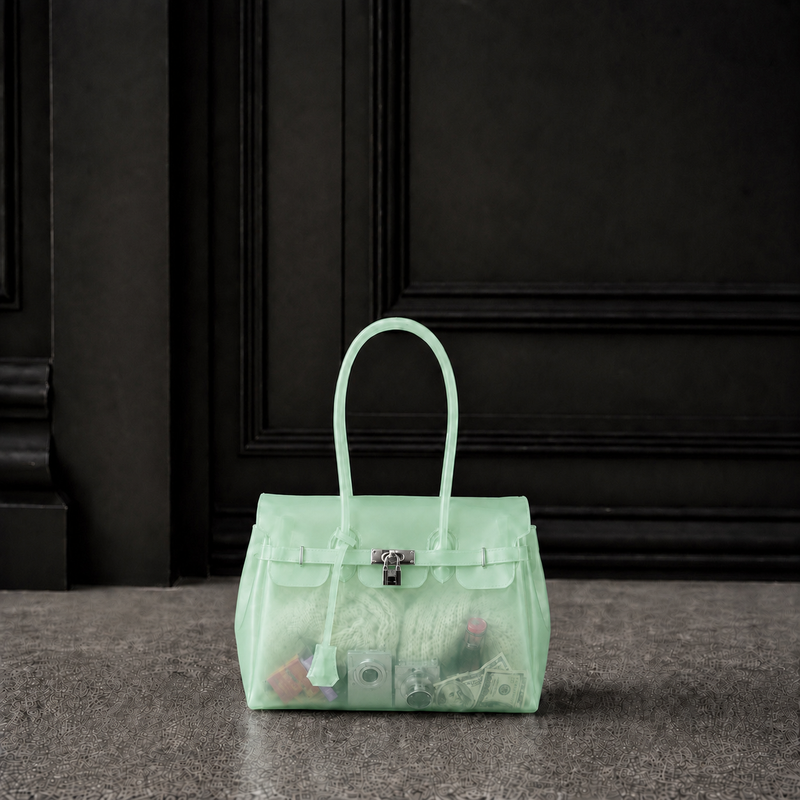 Mini Sac Jelly Firkin Mint — Petit sac à main TPU transparent vert menthe