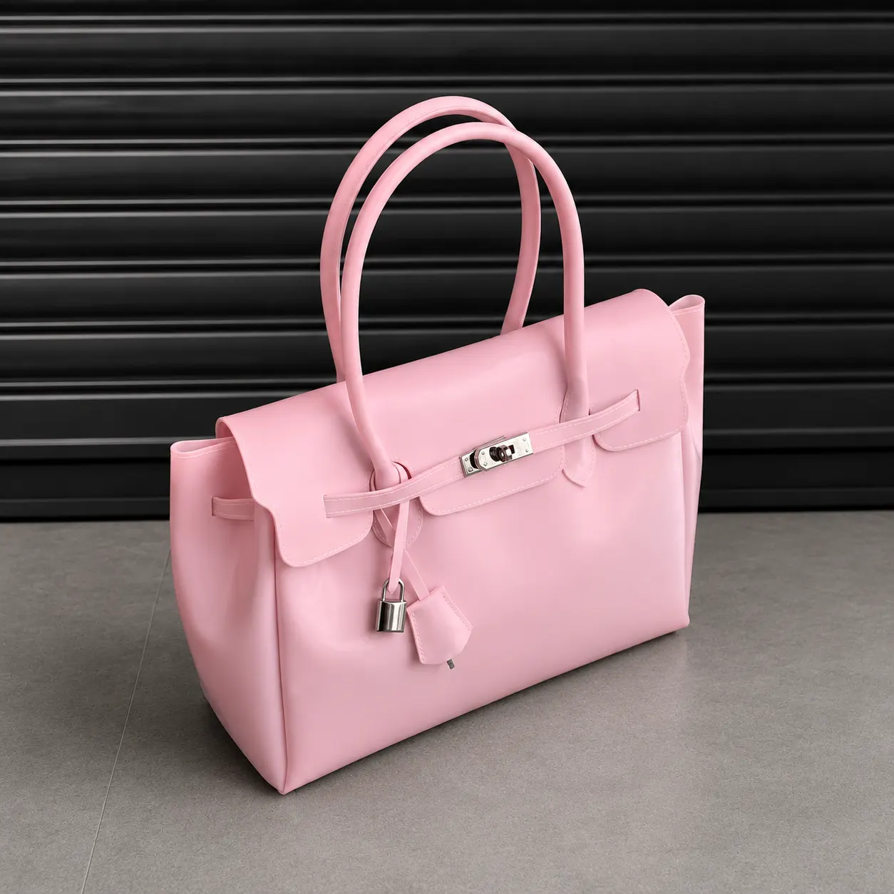 Cliente portant le cabas jelly rose
