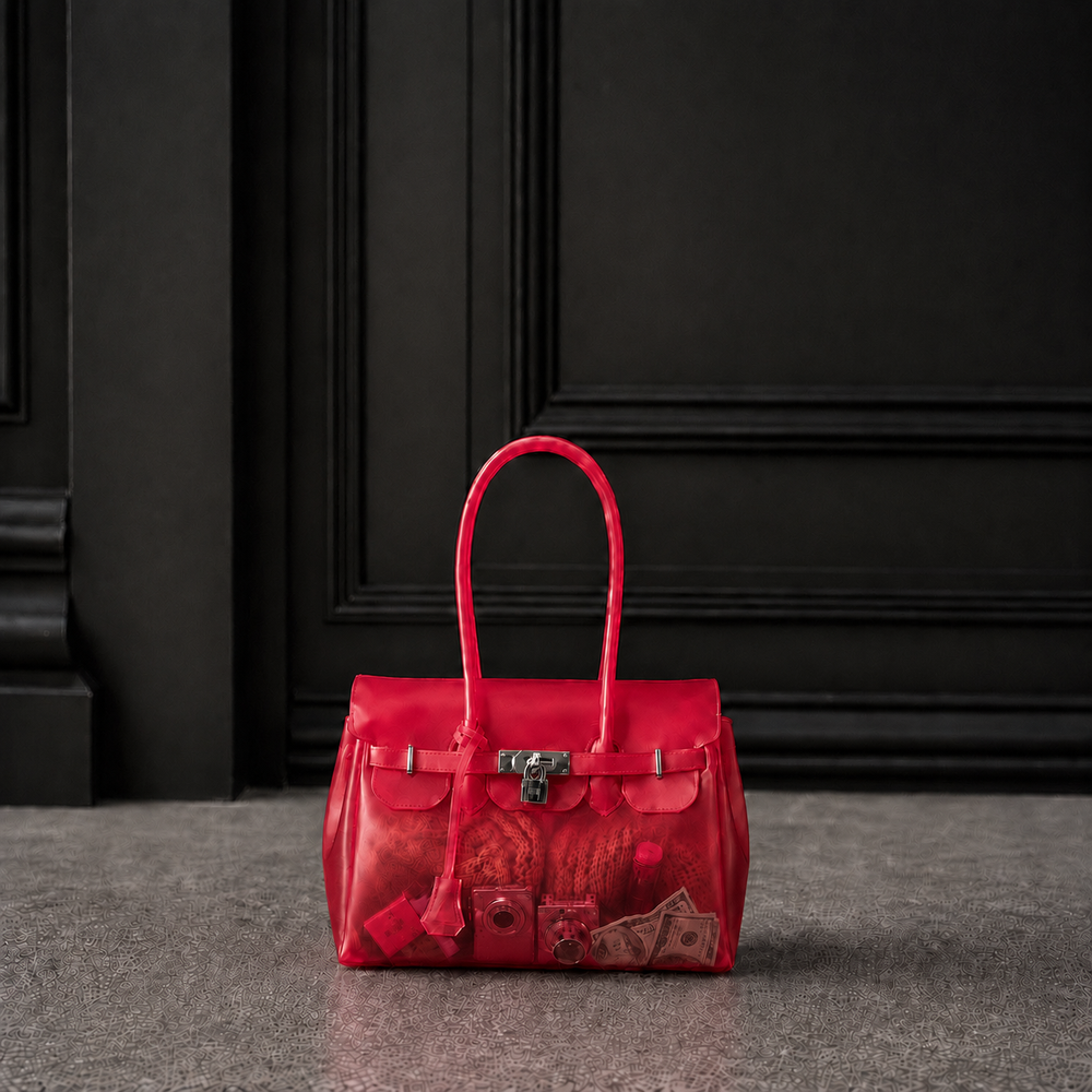 Mini Sac Jelly Firkin Cherry — Petit sac à main TPU transparent rouge cerise