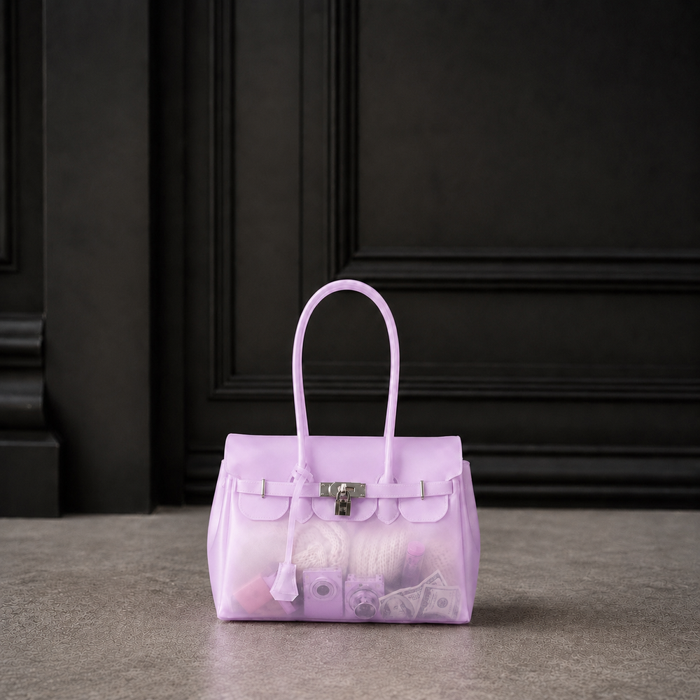 Mini Sac Jelly Firkin Lilac — Petit sac à main TPU transparent violet lilas