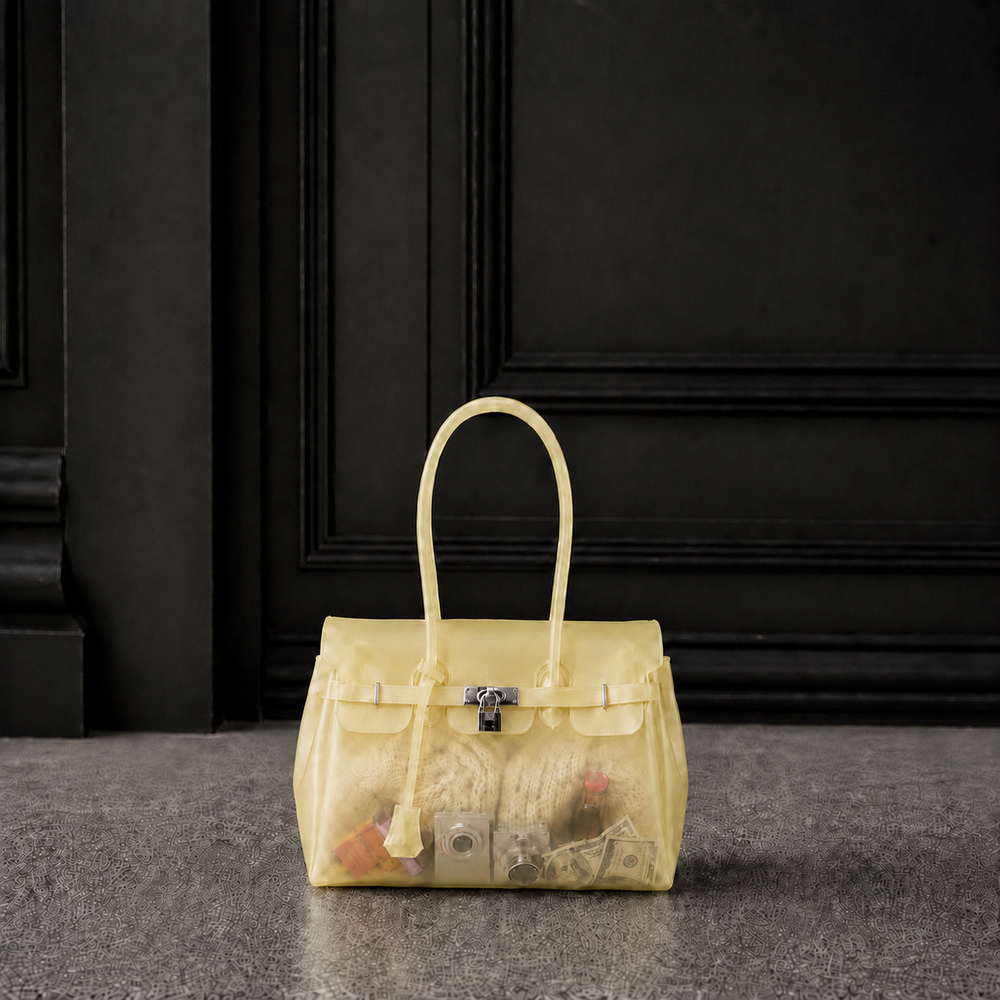 Mini Sac Jelly Firkin Butter — Petit sac à main TPU transparent jaune beurre