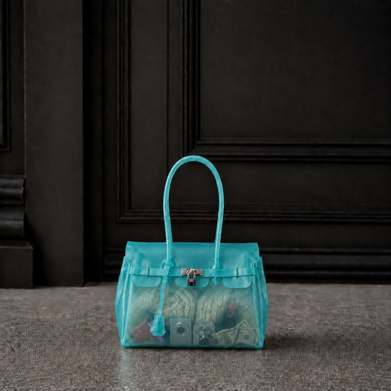 Mini Sac Jelly Firkin Sky — Petit sac à main TPU transparent bleu ciel