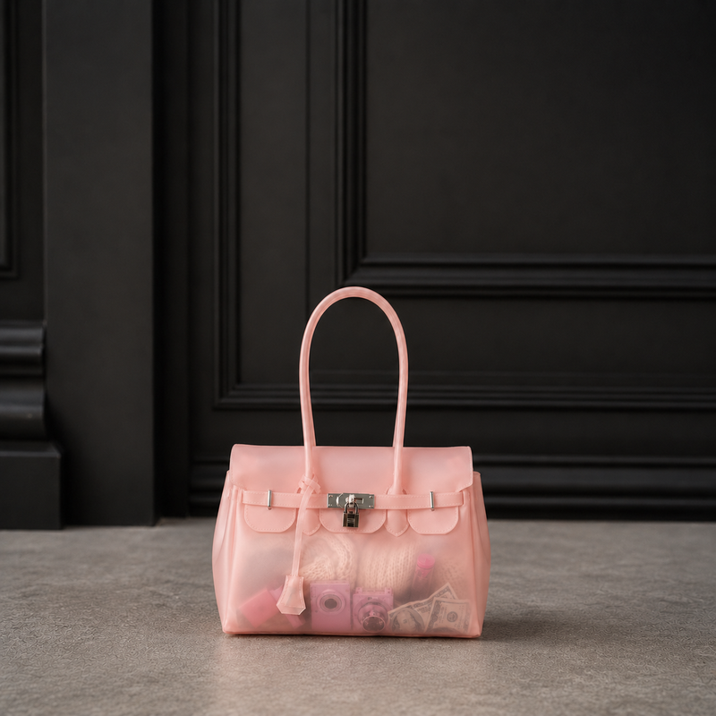 Mini Sac Jelly Firkin Blush — Petit sac à main TPU transparent rose poudré